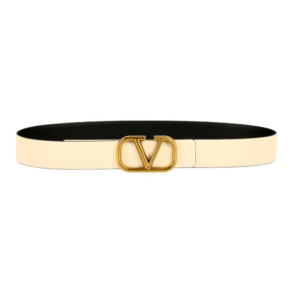 Valentino Gold Buckle Leather Belt - Image 2