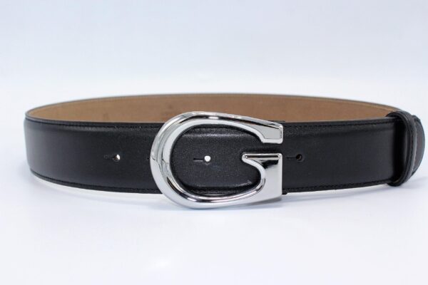 G Silver Buckle Leather Belt 40mm