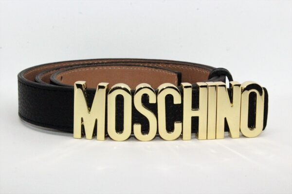 Moschino Black Leather Belt 25 mm