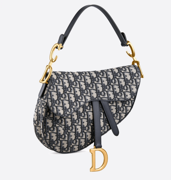 Saddle bag in blue Oblique jacquard canvas, - Image 2