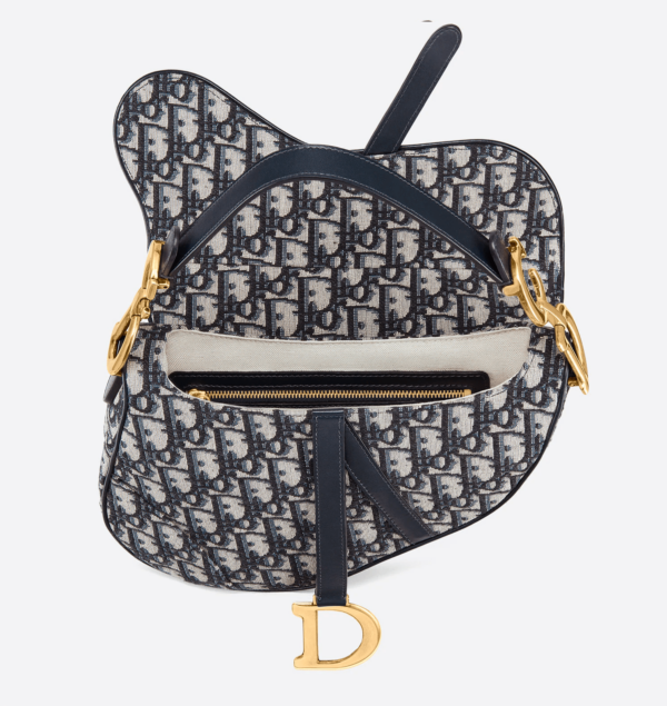 Saddle bag in blue Oblique jacquard canvas, - Image 3